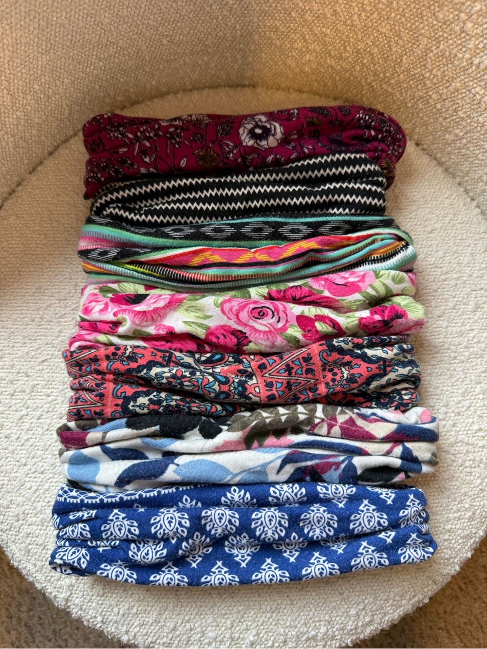 Lot of 7 Women’s Wide Stretch Headbands Floral Boho Paisley Yoga Hair Bands